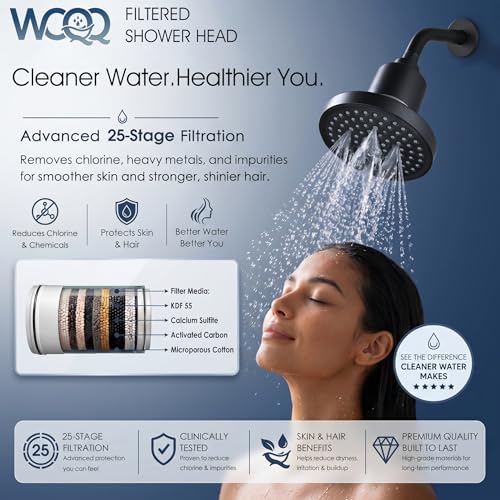 360 Degree Rotated Black Shower Head ＆ Filter COMBO ! Anti