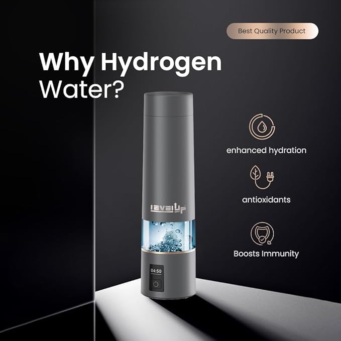 LevelUpWay - 2025 Hydrogen Water Bottle – Advanced SPE/PEM Technology – Generates Up to 5000 PPB – 250ml – Portable Hydrogen-Enriched Water Bottle with Breathing Adapter