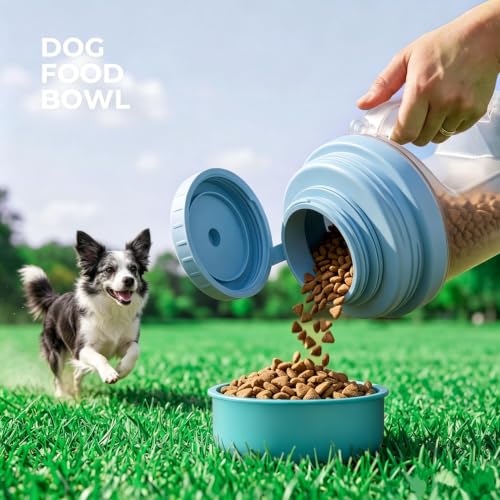 Dog Water Bottle Portable 33.5oz with Food Container & 2 Bowls