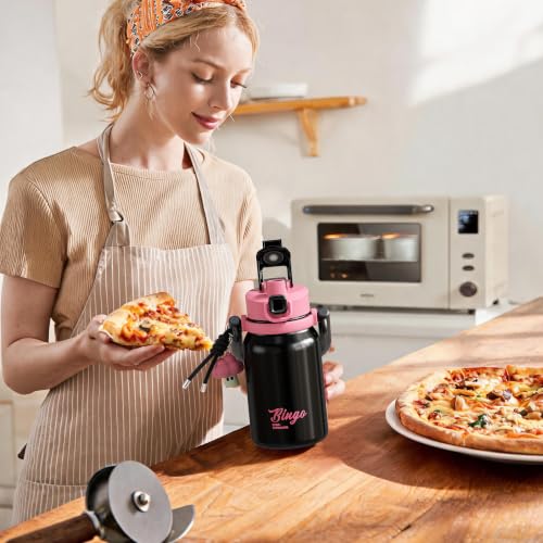 32 oz Leak proof Insulated Water Bottle with Straw & Handle Black