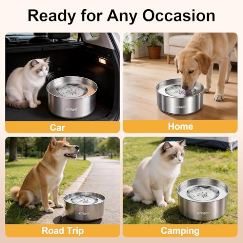 304 Stainless Steel Dog Water Bowl No Spill (101 Fl Oz)