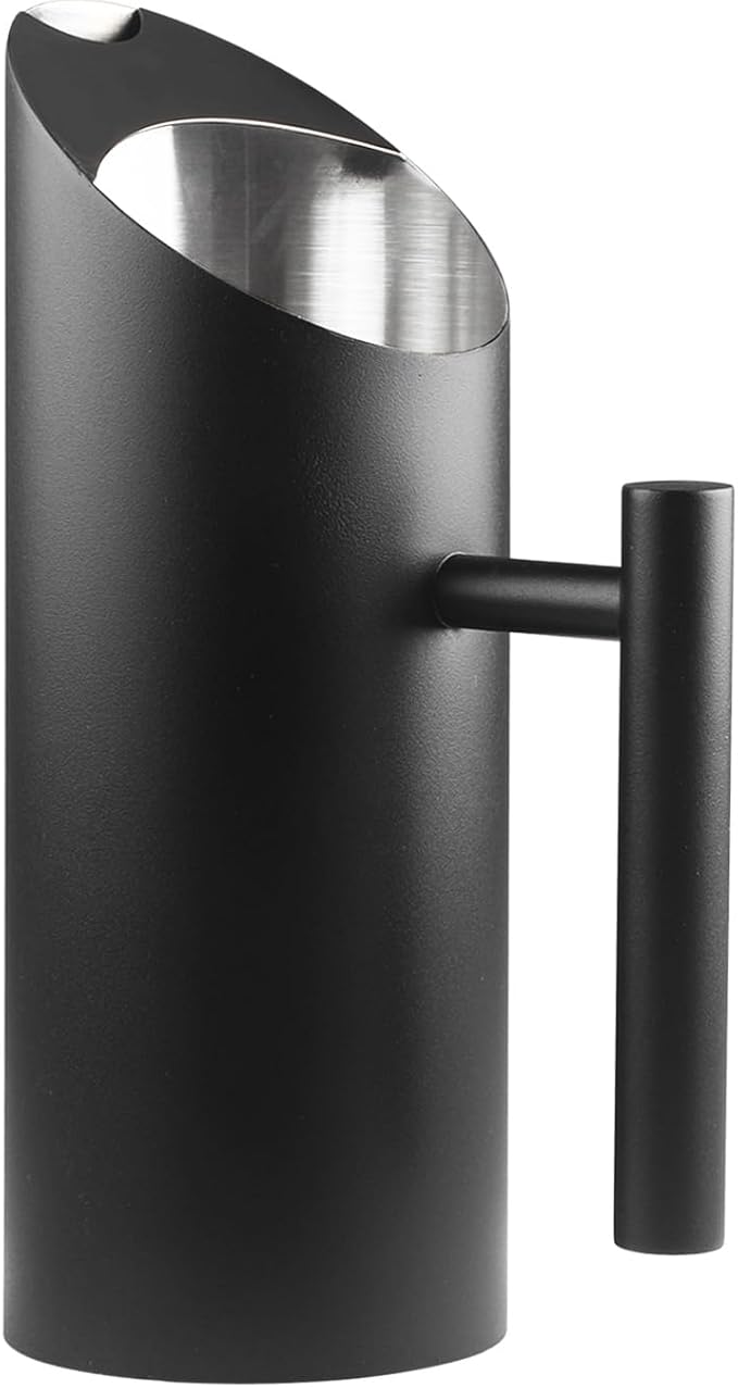 Stainless Steel Water Pitcher Black Metal Pitcher with Ice Guard Cold Drinking Carafe Jug for Juice, Beer, Milk, Ice Tea or Other Beverage by MUGLIO (36oz)
