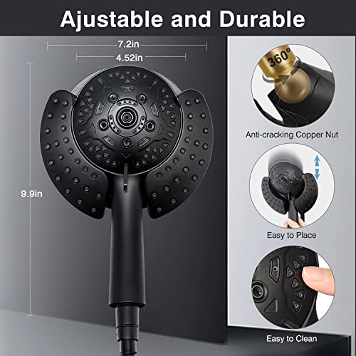 2 in 1 Shower Head with Handheld Combo High Pressure Black 2.5 GPM