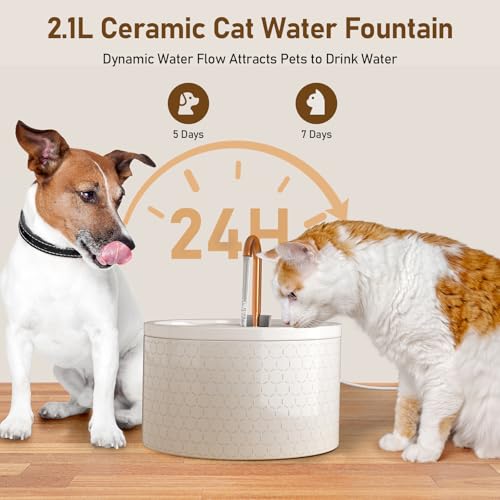 Ceramic Cat Water Fountain (71 Fl Oz)
