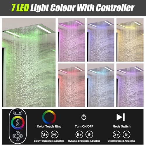 14x20 Inch LED Rainfall Shower Head