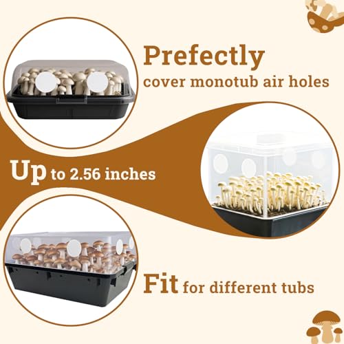 60 PCS 2.5" 2mm Monotub Adhesive Filter Discs for Mushroom Growing