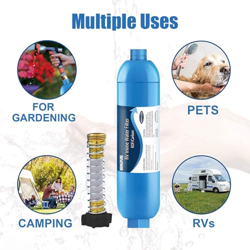 2 Pack RV Inline Water Filter with Flexible Hose Protector (2 Count)