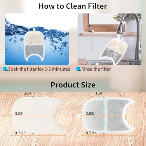 12 Pack Cat Water Fountain Filter & 12 Pump Filter Sponges Replacement (12 Count)