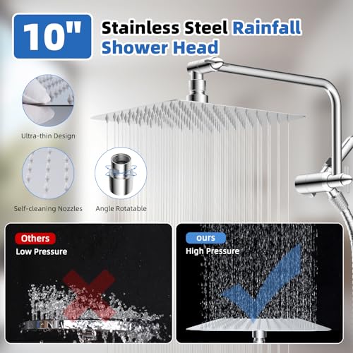 10" Metal Rainfall Shower Head with 10