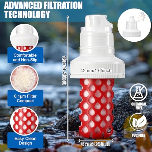 4 Pack Water Filter Replacement Cartridge Compatible with Katadyn BeFree 42mm Openings Wide (4 Count)
