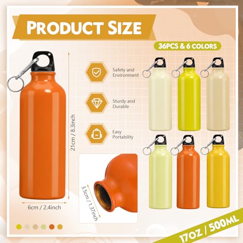 36 Pcs Lightweight Aluminum Water Bottle Bulk 17 oz Leak Proof Bike Water Sports Bottles with Buckle and Twist Cap Team Reusable for Sports Gym Bicycle Camping (36 Count)