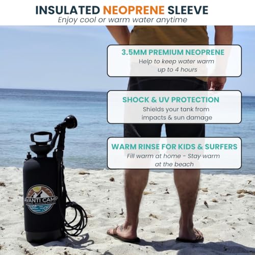 Portable Camping Shower Padded Strap Neoprene Sleeve 2.1 Gal 8L