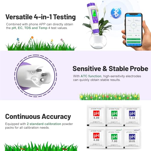 Smart pH Meter for Water pH and EC Meter for Hydroponics Nutrients