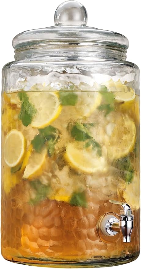 3 Gallon Classic Hammered Glass Ice Cold Beverage Drink Dispenser