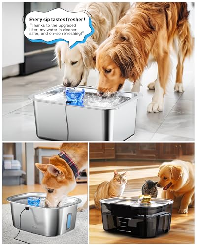 4 Pack) Pet Water Fountain Filters Replacement, Filter Cartridge for lesotc Dog Water Fountain/Dog Water Bowl Dispenser, High-Efficiency & Safer & Cleaner Water (4 Count)