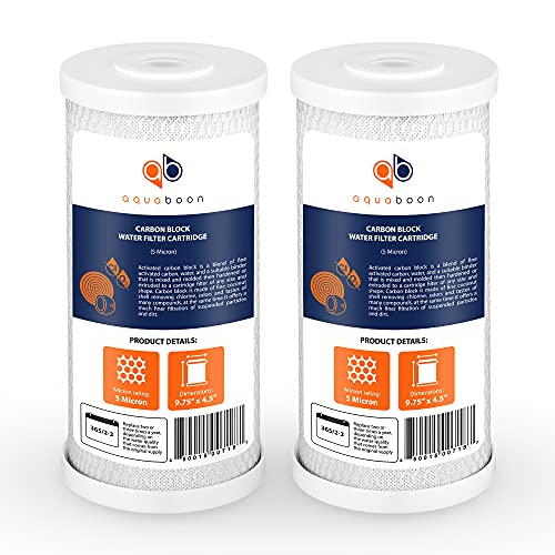 5 Micron 10x4.5 Carbon Block Water Filters Whole House CTO Water Filter Replacement Cartridge Compatible with FXHTC (2 Count)
