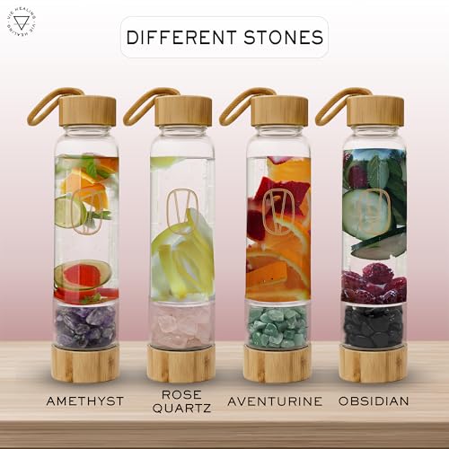 Gem Infused Amethyst Glass Water Bottle