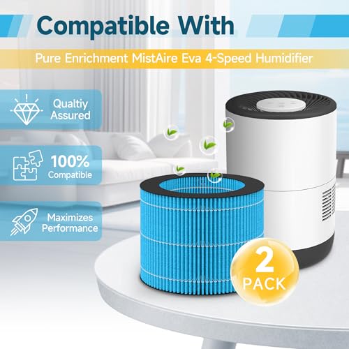 2 Pack MistAire Eva Replacement Filter Compatible with Pure Enrichment MistAire Eva