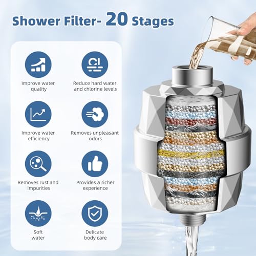 Metal Rain Filtered Shower Head with Handheld