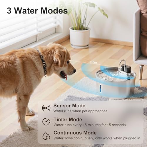 PWL 009 Wireless Smart 3 Water Modes Stainless Steel Dog Water Fountain