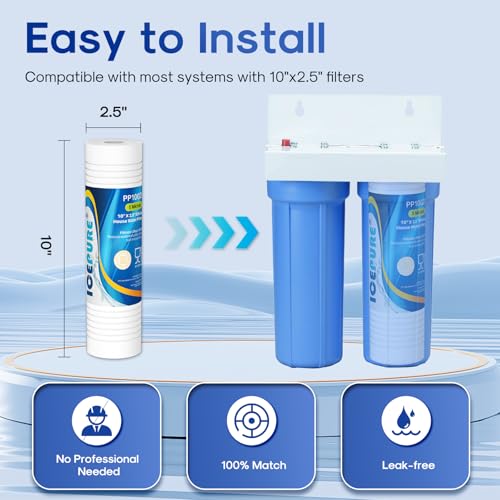 5 Micron 10" x 2.5" Whole House Sediment Home Grooved Water Filter Cartridge Replacement for AO (3 Count)