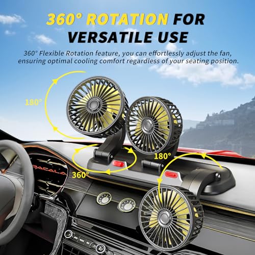 Portable 3 Head Car Cooling Fan with Cigarette Lighter Plug (3 Count)