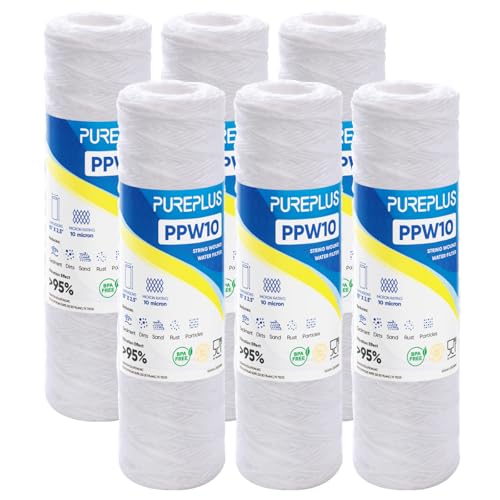 10 Micron 10"x2.5" Whole House String Wound Sediment Filter for Well Water (6 Count)