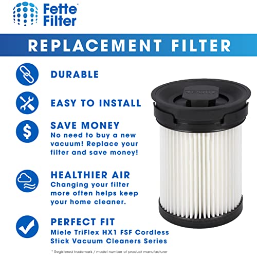 3 Pack Fine Dust Vacuum Filter Compatible with Miele TriFlex HX1 FSF Cordless Stick Vacuum Cleaners Series. (3 Count)