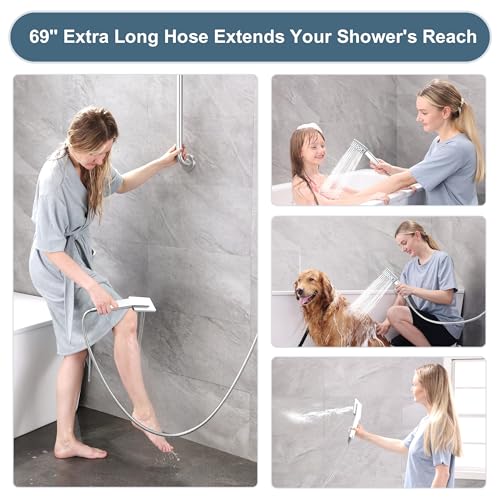 High Pressure Rain Shower Head Combo with Double Extension Arm