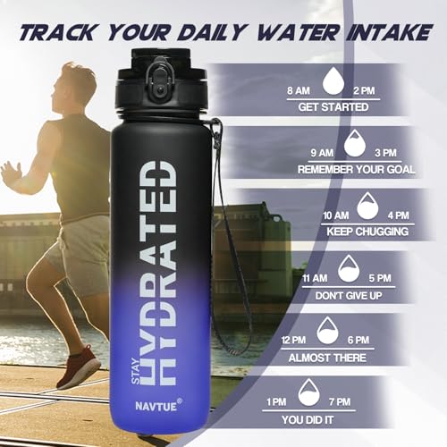 Water Bottle 32 oz Motivational Time Marker Tritan Bottle