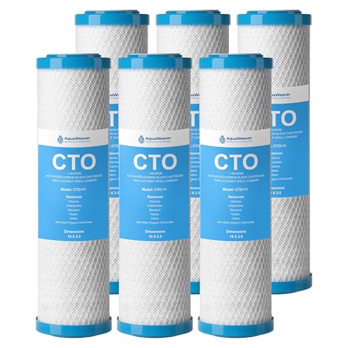 1 Micron 10" x 2.5" Whole House CTO Carbon Water Filter (6 Count)
