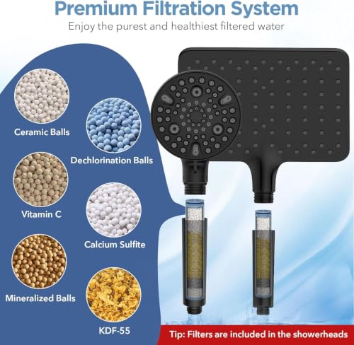 Dual Filtered Rain Shower Head Combo