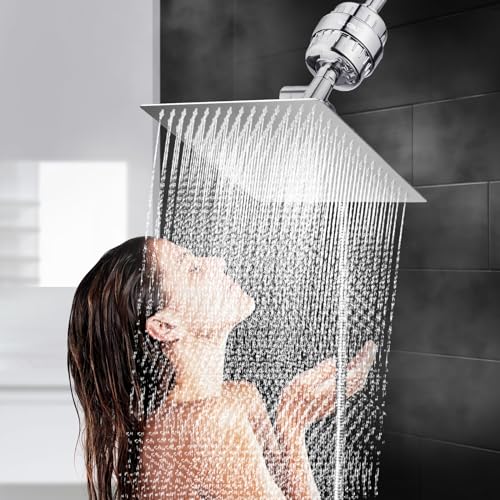 10" Dual Filtered Shower Head Showerhead Handheld Sprayer 20 Stage Water Filter Diverter 79" Hose Combo