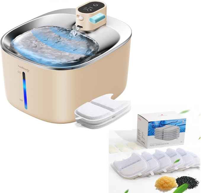 Wireless Cat Water Fountain, 4L Pet Water Fountain for Cats and Dogs with 8 Pack Filter Replacement