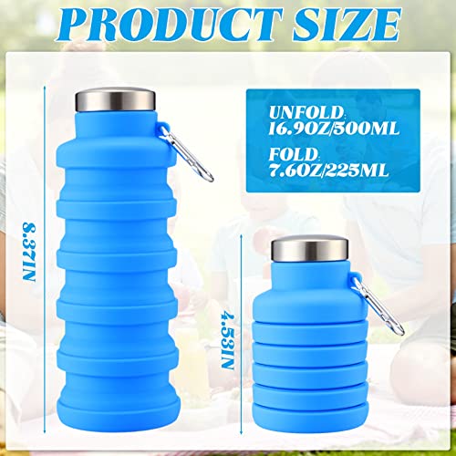 4 Pcs Collapsible Water Bottles 17 oz Reusable Silicone Foldable Travel Water Bottle Portable Leak Proof Sports Water Bottles for Gym Camping Hiking (4 Count)