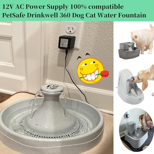 12V Power Adapter for PetSafe Drinkwell 360 Dog Cat Water Fountain Compatible with PetSafe Pump Power Supply（PAC00 (99.99 Gram)