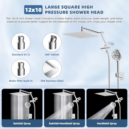 12" Metal Rain Shower Head with Handheld