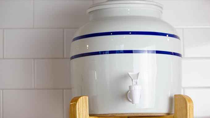 New Wave Enviro Porcelain Water Dispenser, Classic Blue Stripe