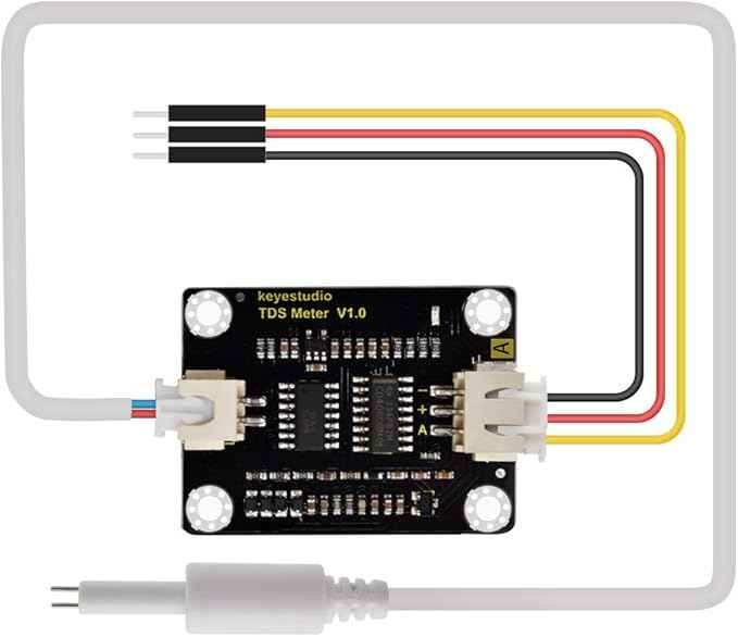 KEYESTUDIO TDS Meter Probe Water Quality Monitoring V1 Sensor Module with XH2.54-3Pin Jumper Wire Connector for Arduino