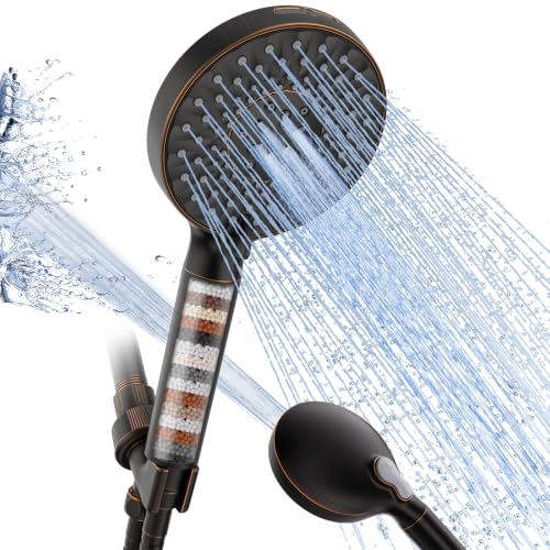 Filtered Shower Head with Handheld High Pressure 9 Spray Mode Showerhead Detachable Shower Head Water Softener Filters Beads for Hard Water Remove Chlorine 1 Filter ORB