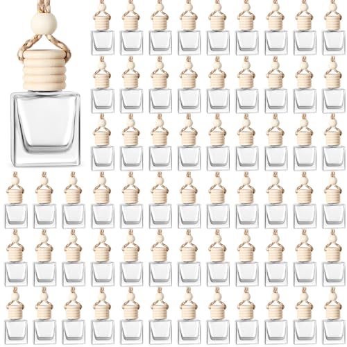 100 Pcs Car Diffuser Bottles Empty Bulk with Wood Cap (100 Count)