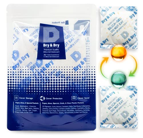 50 Gram [6 Packets] Orange Indicating Silica Gel Packets Desiccants Silica Packets