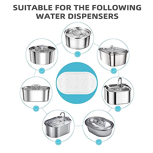 Cat Water Fountain Filter Compatible with Stainless Steel Dispenser (4 Count)
