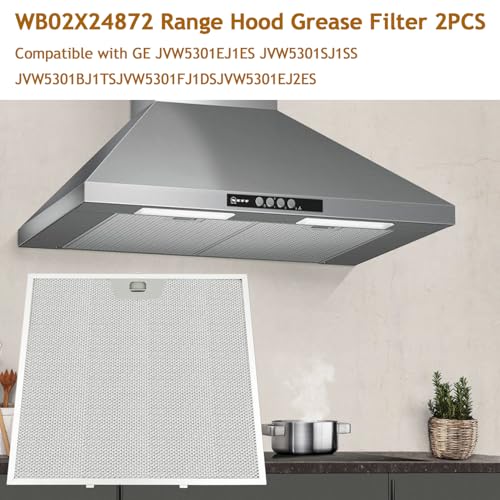 2 Pack WB02X24872 Range Hood Grease Filter Compatible with GE JVW5301EJ1ES JVW53011SJ1SS JVW5301BJ1TS JVW5301FJ1DS JVW5301EJ2ES (2 Count)