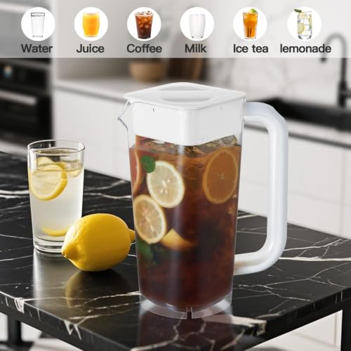 2 Pack Plastic Pitcher with Lid (2 Count)