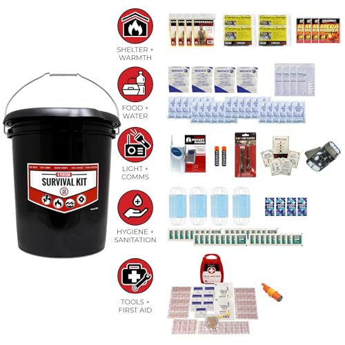 4-Person, 72 Hour Necessity Bucket Survival Kit, with Food, Water, Tools
