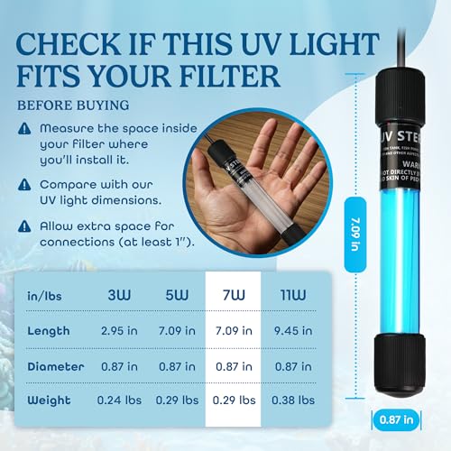 7W UV Light for Aquariums with 4 Timer Modes