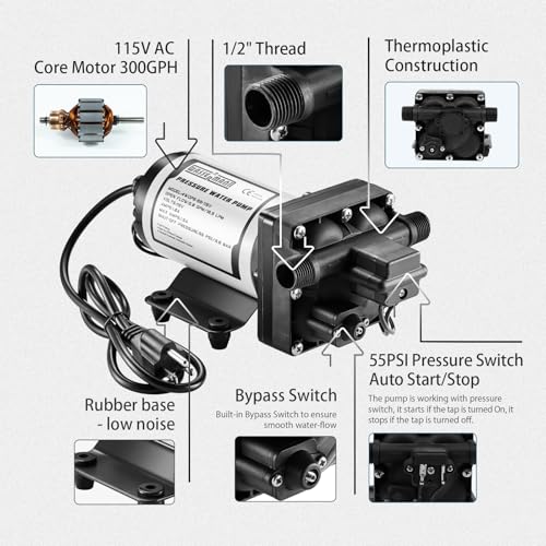 RV Water Pumps Pressure Pump 115V AC with Pressure Switch