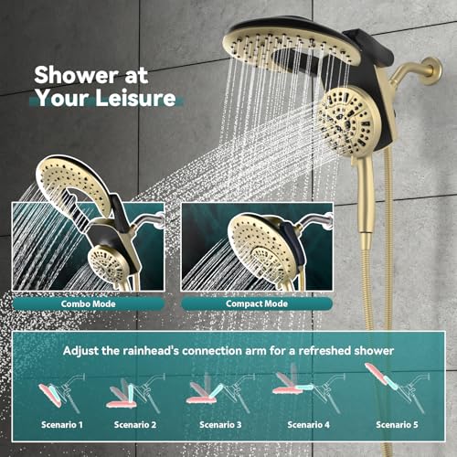 Foldable Rainfall Shower Head 9 Spray Settings