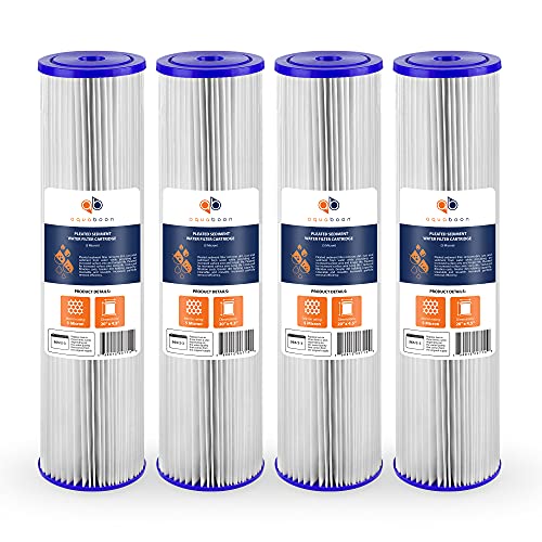 5 Micron 20 x 4.5 Whole House Pleated Water Sediment Filter Replacement Water Filter Cartridge Compatible with ECP5 (4 Count)